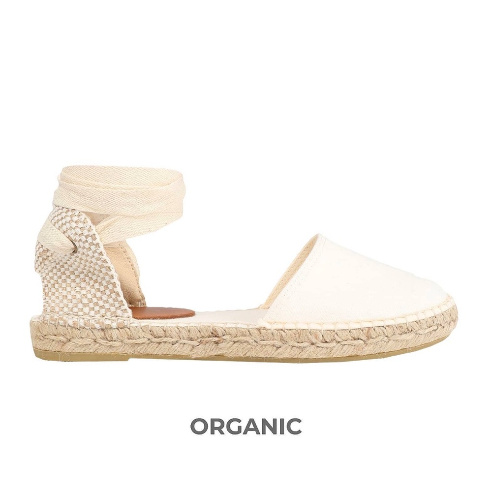 New with Box | Organic Cotton Lace Up Espadrilles - Size 37, Cream